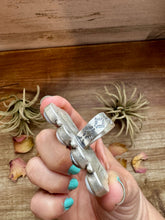 White Buffalo Turquoise Ring – 8-Stone Adjustable Long Statement Ring