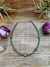 Mixed Turquoise & Spiny Oyster Necklace – 3mm Sterling Silver Pearls