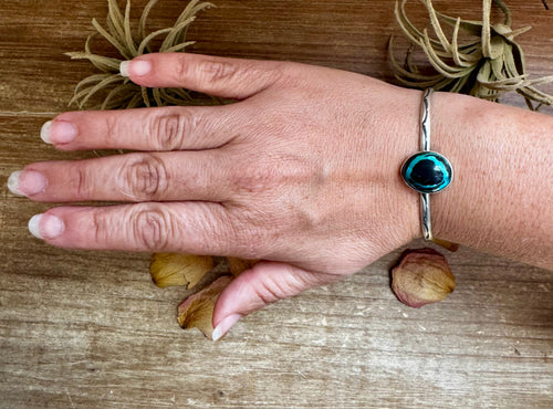 Blue Moon Turquoise Cuff – Sterling Silver, Stamped D&D