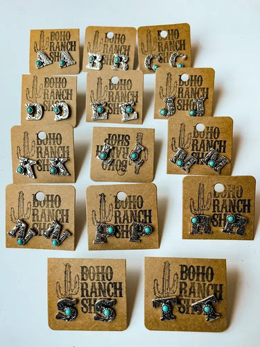 Hand Stamped Initial Earrings