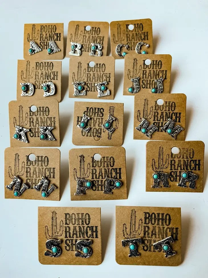 Hand Stamped Initial Earrings