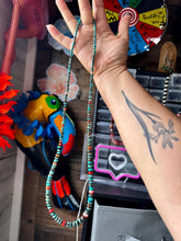 26” Dark Blue Rondelle Turquoise & Spiny Oyster Necklace
