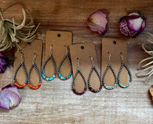 Green & Orange Heishi Earrings – Sterling Silver Pearls