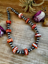 NFR Collection Necklace – 10mm Sterling Silver Pearls with 20mm Red Spiny Oyster – Handmade by The Bijoux FAB – 19"