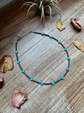 14-Inch Antique Silver Seed Bead Necklace with Turquoise Heart