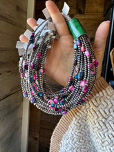 5 Pink dye Turquoise Choker and Sterling Silver Pearls