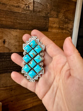 Big Ring - adjustable - kingman turquoise ring and sterling silver