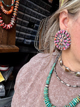 Giant Cluster Earrings – Pink Dahlia Color & Sterling Silver - One of a kind