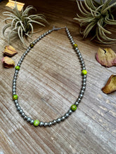 Silver-Plated Chain Necklace – 6mm Beads & 8mm Green Variscite – 18.5"