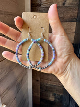 Hoop Earrings with Purple Dolomite Heishi & Sterling Silver Pearls