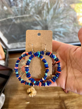 Lapis hoop earrings with spiny oyster and turquoise