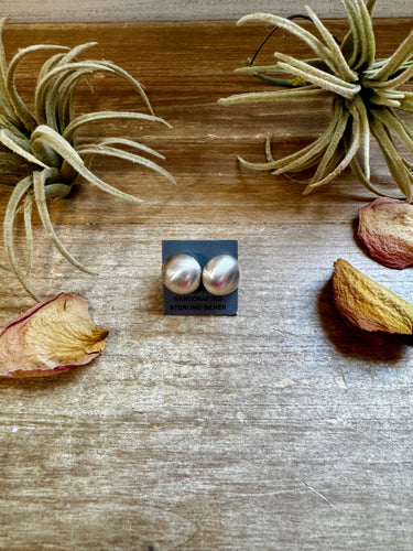 Sterling Silver Saucer Pearl Stud Earrings – 12mm, Stamp MS, USA Made