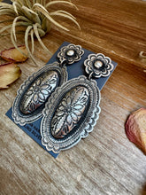 Leander Tahe Sterling Silver Earrings – Post & Dangle Statement with Stamped Detail