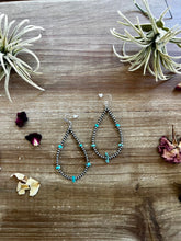 3 mm teardrop earrings Sterling Silver pearls with blue turquoise nuggets