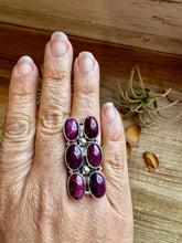 6-Stone Purple Spiny Oyster Ring – Size 8, Big Band, USA Made
