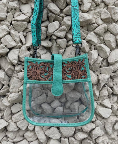 Turquoise Tooled stadium bag