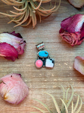 Kingman Turquoise, Pink Conch & White Buffalo Sterling Silver Pendant