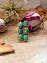 Green Turquoise Sterling Silver Cluster Ring – Size 6