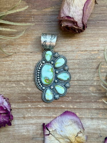 Sterling Silver Palomino Variscite Half Cluster Pendant – Handmade by Artist Shay Pfeiffer
