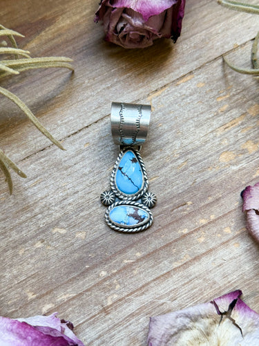 Sterling Silver Golden Hill Turquoise Drop Bar Pendant – Handmade by Jason Oggs