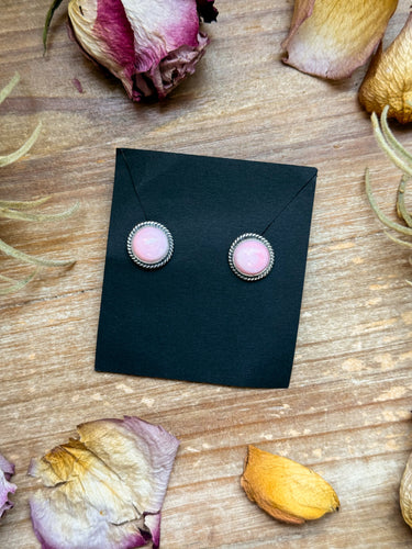 Sterling Silver Pink Conch Stud Earrings – Handmade by Artist Jason Ogg