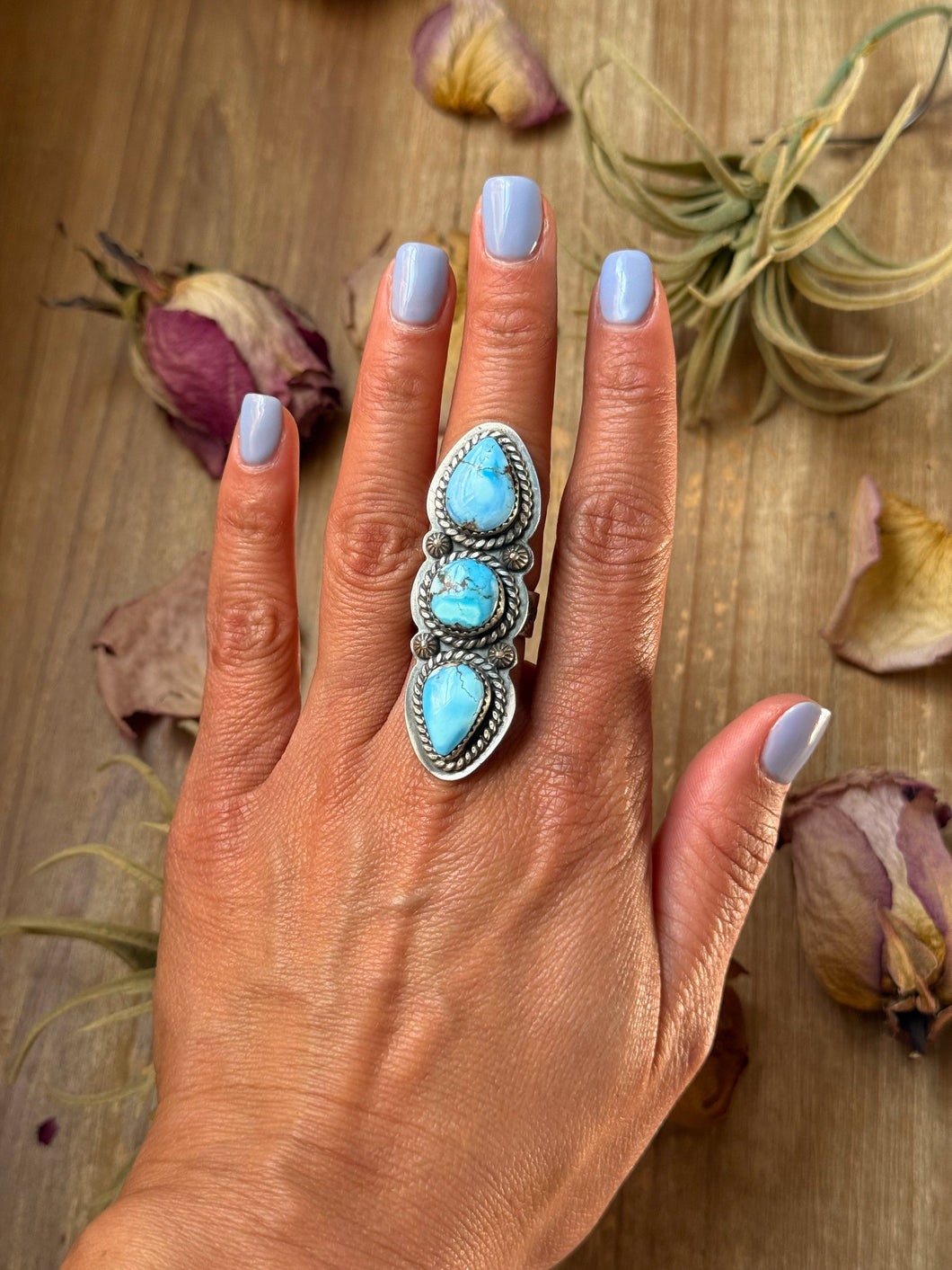 Sterling Silver Golden Hill Turquoise Adjustable Ring