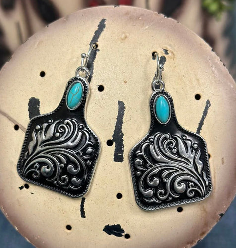 Tooled Tag Earrings