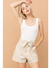 Ribbon Tie Faux Leather Shorts