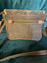 Tropical leaves with Cowhide Crossbody