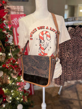 Tropical leaves with Cowhide Crossbody