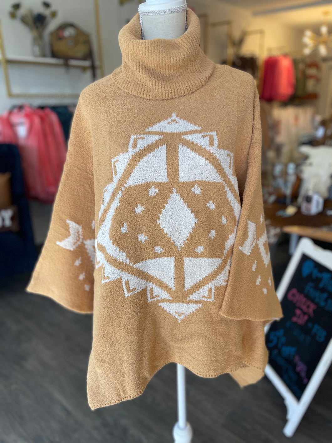 Aztec Poncho One Size